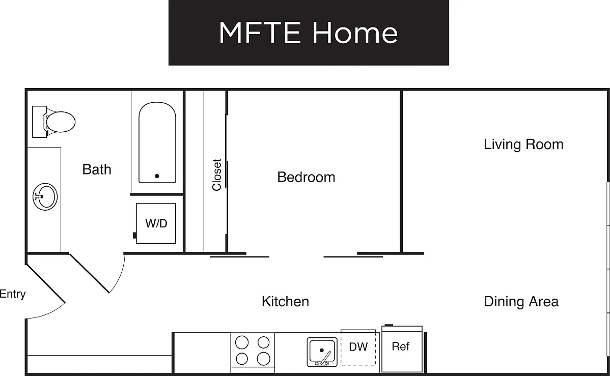 Floor plan 1 Bedroom B- Income Restricted