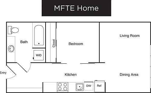 Floor plan 1 Bedroom B- Income Restricted