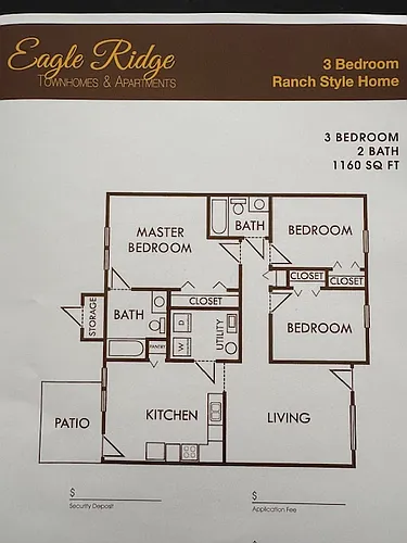Floor plan 3 bedroom Ranch style Home