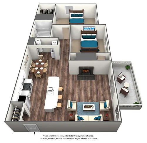 Floor plan 2 Bed 1 Bath