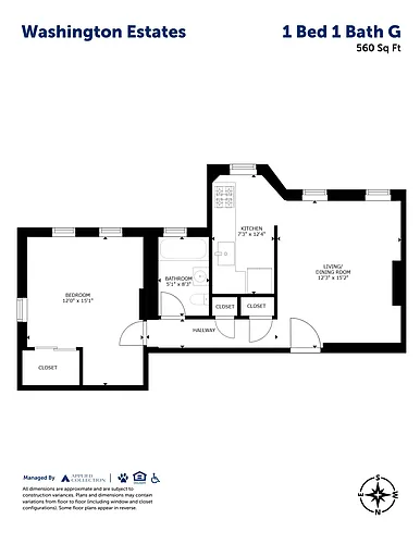 Floor plan 1 Bed 1 Bath G