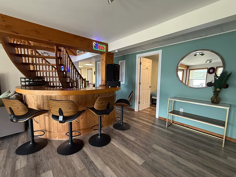 Wetbar in lower level, full ceiling height.