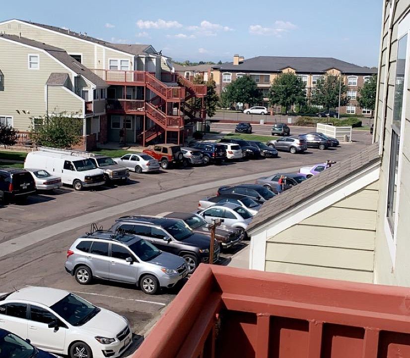 View of street parking from upstairs balcony