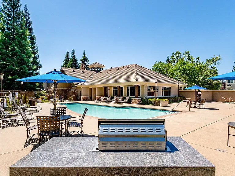 Poolside BBQ area