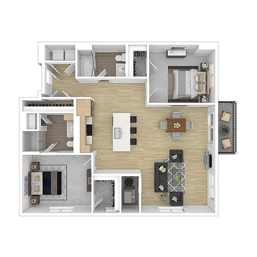 Floor plan Two Bedroom Two Bathroom 2H.1