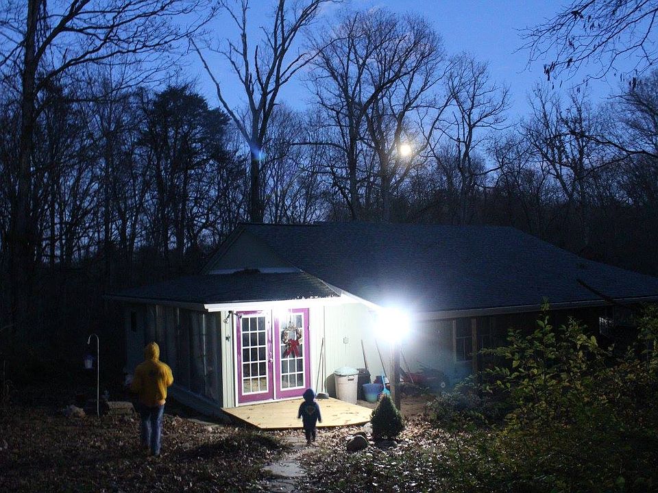 Home at night - moon in sky