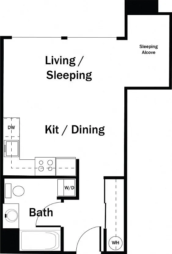 Floor plan Studio D - Renovated