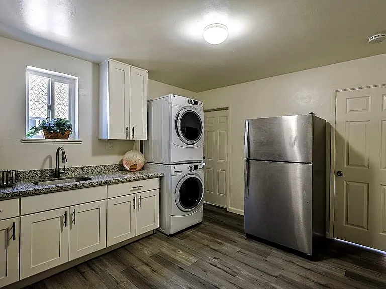 Kitchen with rear door