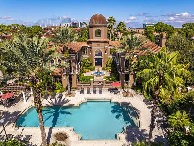 Poolside amenity aerial