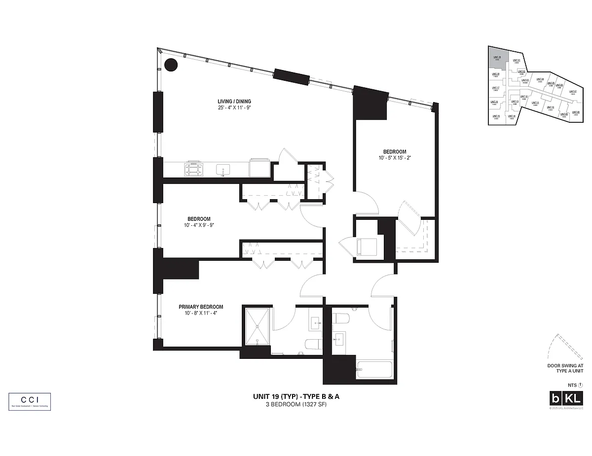 Floor plan Tier 19 - Three Bedroom