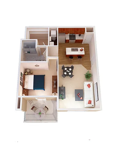 Floor plan 1 Bedroom, 1 Bath
