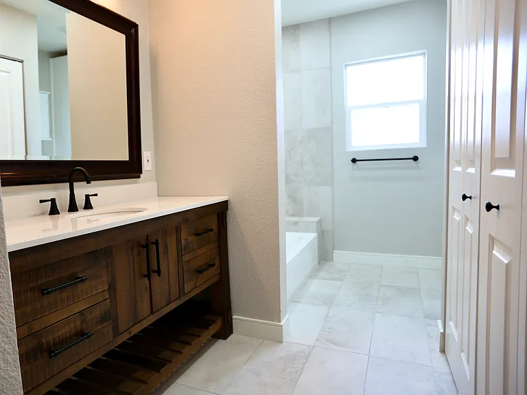 newly remodeled bathroom by primary bedroom #1