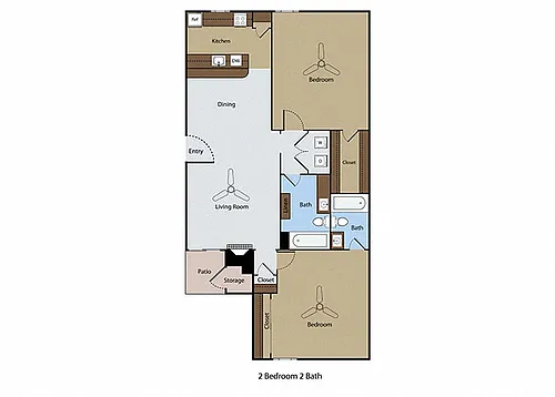 Floor plan 2 BR 2 BA