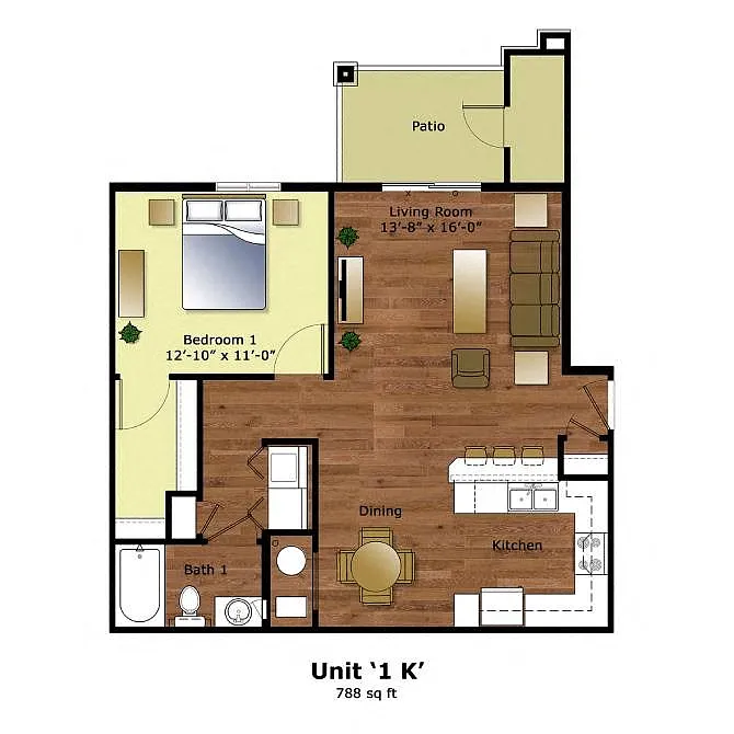 Floor plan 1K