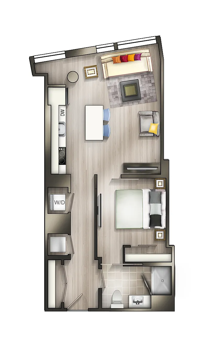 Floor plan 1BD-1BA 05 Tier