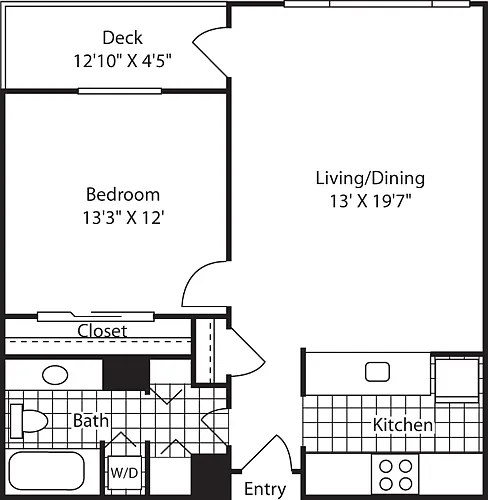 Floor plan 1 Bed 304-1604