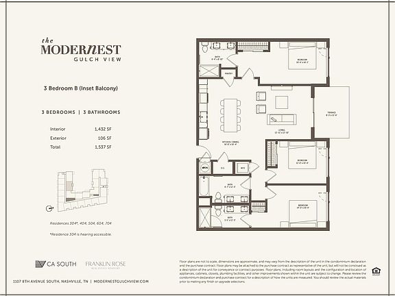 Modernest Gulch View 3 Bedroom B Inset Balcony