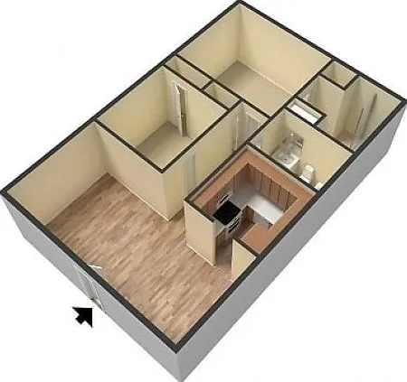 Lombard 2 Bedroom floor plan 3D Lombard 2 Bedroom floor plan 3D