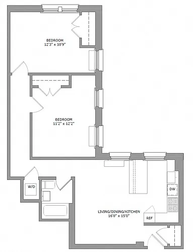 Floor plan 2 Bedroom 1 Bathroom