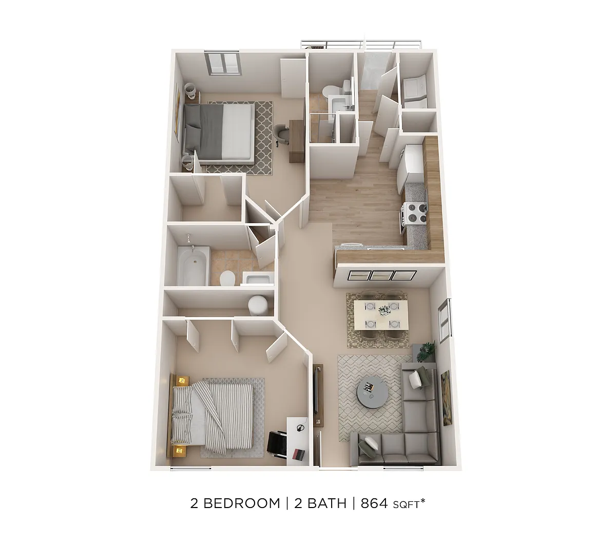 Floor plan Two Bedroom 2 Bath