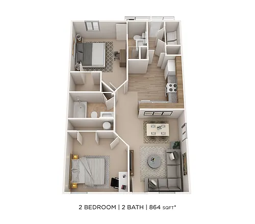 Floor plan Two Bedroom 2 Bath