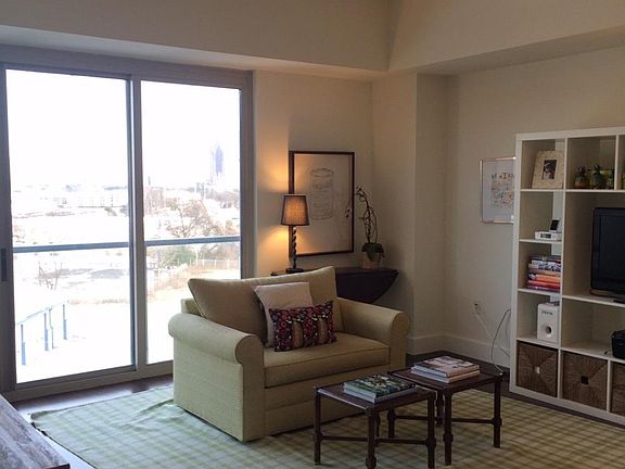 Large sliding glass door in living room