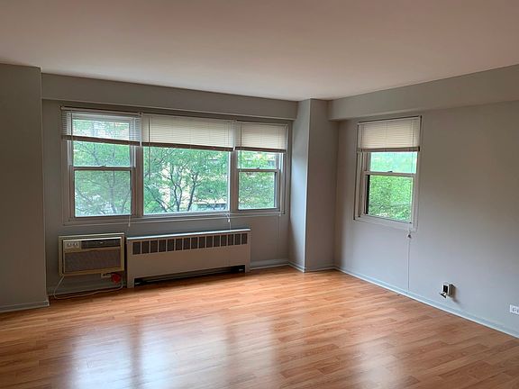 Living room of corner unit with northwest exposure.