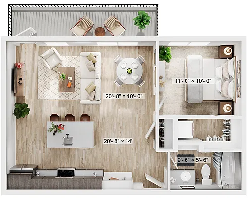 Floor plan 1BR/1BA - A2