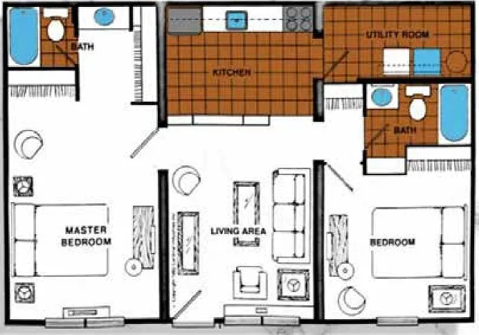 Willow Lakes 2 BR Floor Plan - 2 Bath Willow Lakes 2 BR Floor Plan - 2 Bath