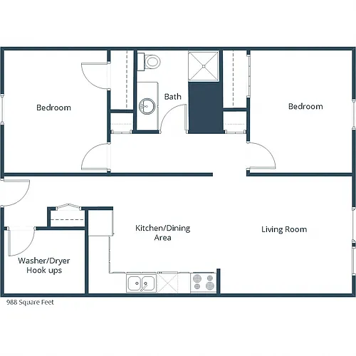 Floor plan Two Bedroom 21A