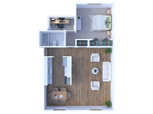 Floor plan 1BR - 1BTH Office