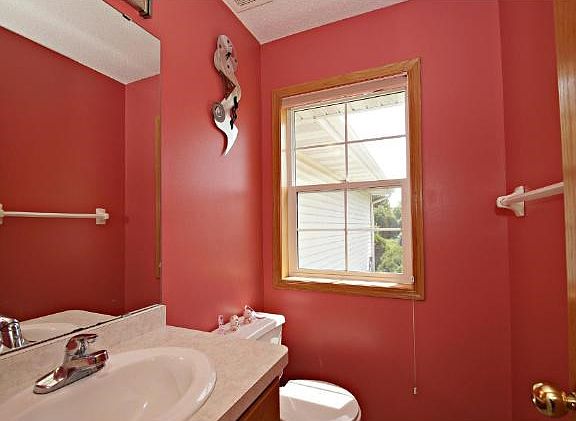 Colorful powder room.