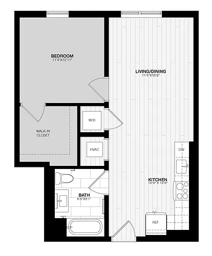 Floor plan 1 Bed/1 Bath-C2