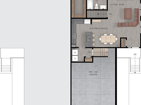 First level floor plan with proposed layout. Units are not furnished.