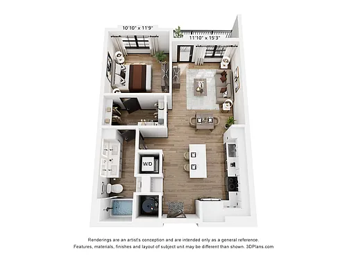 Floor plan A5: 1 Bed 1 Bath