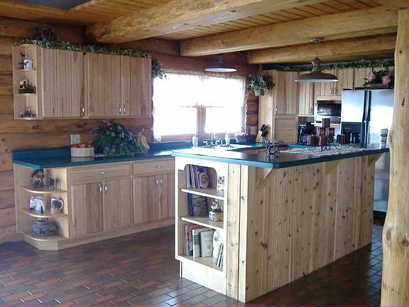 kitchen with real brick floor