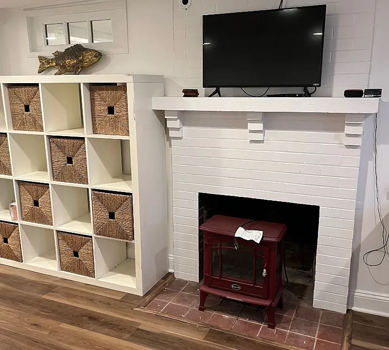 smart tv, electric fireplace