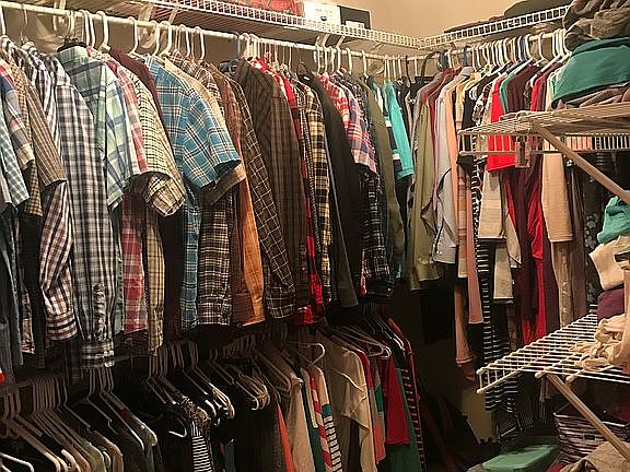 Walk in closet in master