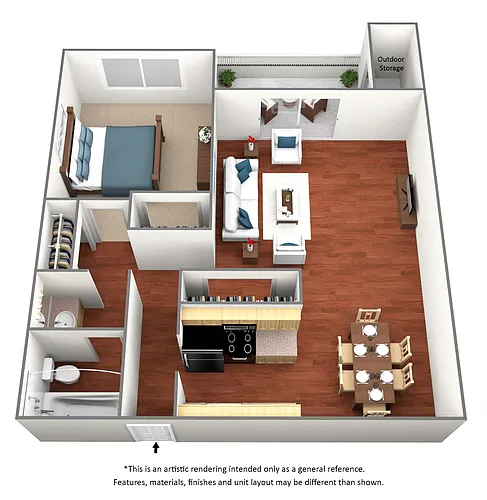 Floor plan 1 Bedroom 1 Bath - A1