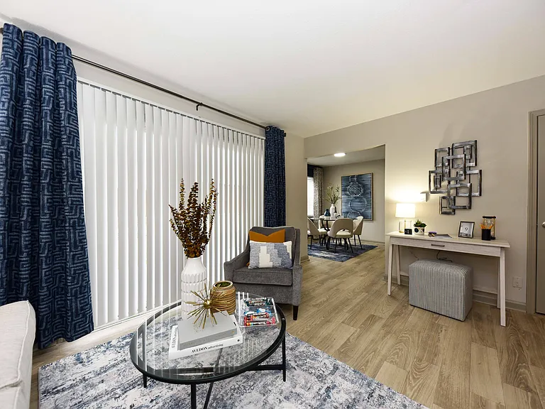 Living Room with Hardwood Style Flooring