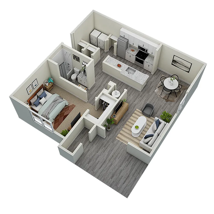 Floor plan 1 Bedroom Renovated