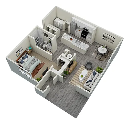 Floor plan 1 Bedroom Renovated