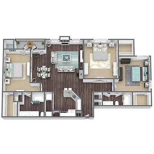 Floor plan C1: 3 Bed 2 Bath