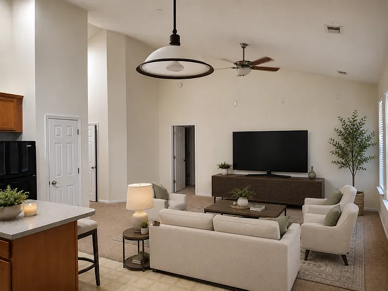 AI generated furniture in home to show layout and size.
