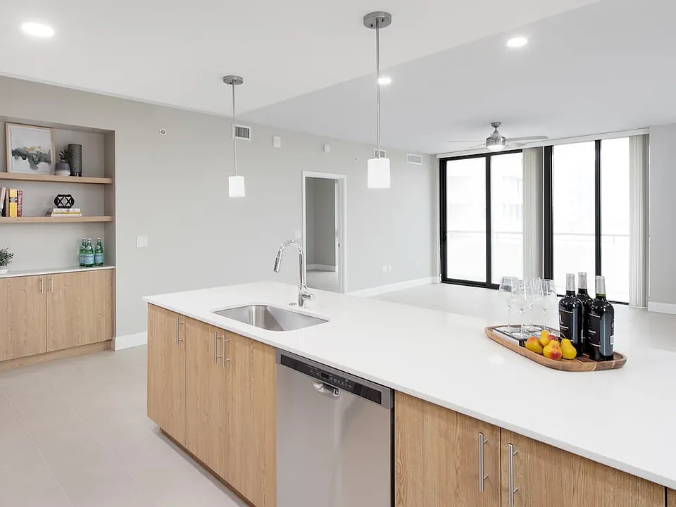 Open concept kitchen and living area