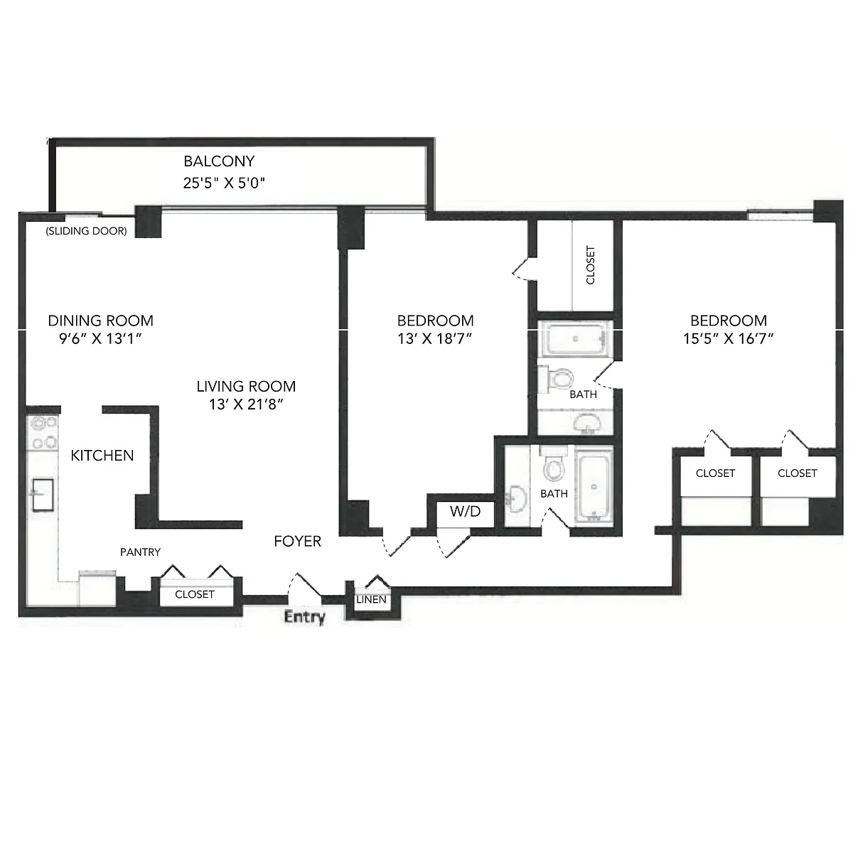 Floor plan 2 Bed, 2 Bath 1,471 SF 22A