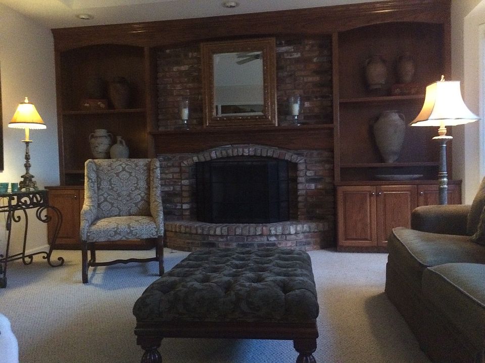 Family room with gas logs
