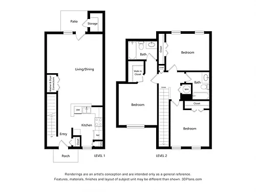 Floor plan Three Bedroom Townhome A