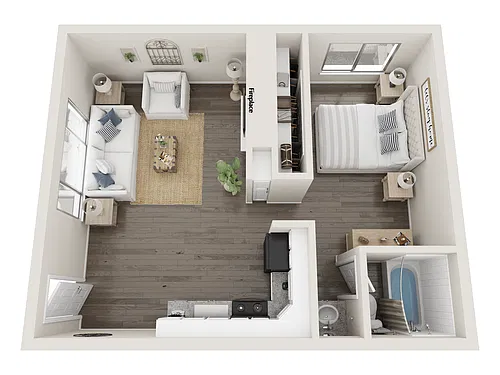 Floor plan One Bedroom B - Corporate Suites