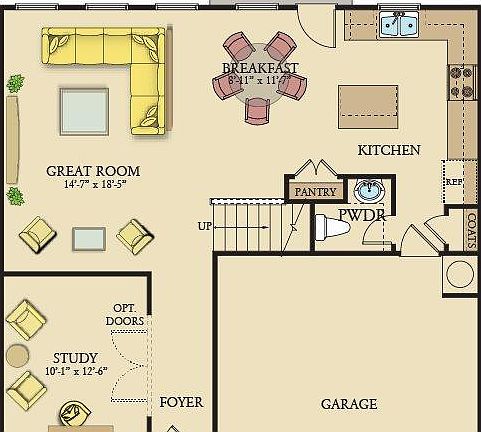First Floor with Study Room and Family Room